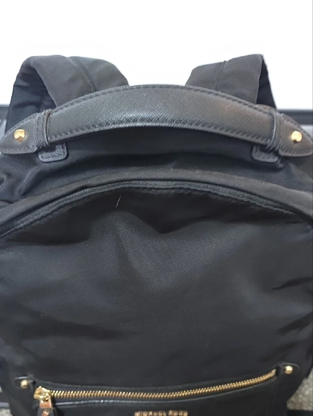 Michael Kors Black Nylon Backpack with Gold Accents
